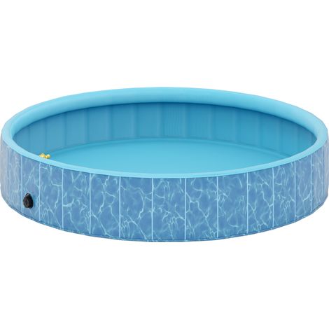 Piscine pliable chien fontaine coussin eau Ø160 x 30 cm bleu