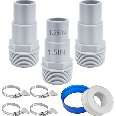 Adaptador universal de manguera de piscina de 3,28 cm o 3,81 cm (paquete de 3). Compatible con bombas, filtros y skimmers de piscinas elevadas. Compatible con Hayward SPX1091Z7 o SPX1091Z4. (1/4)