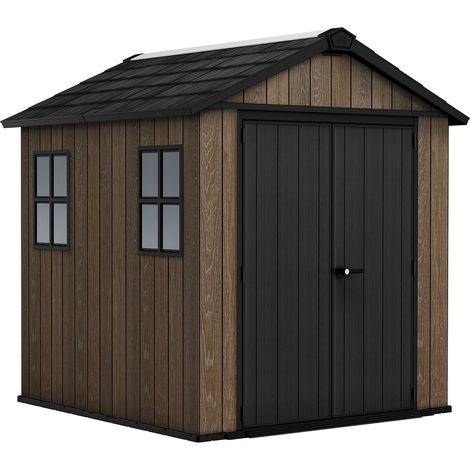 Caseta de Jardín Mattoon, Suelo Elevado, Modular, Cerrable, Ventanas, Techo a Dos Aguas, 224x230x246h cm Marrón Nuez