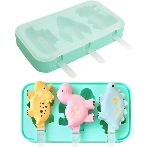 Lot de 2 moules à glace pour enfants, en silicone, idéaux pour les créations glacées des enfants, sans BPA et réutilisables, avec couvercle.