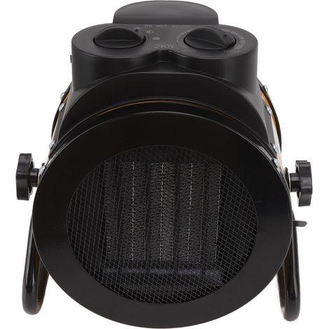Chauffage soufflant électrique portable, durable pour un usage domestique, idéal pour la terrasse et le jardin, prise européenne, 220 V, 2000 W, jaune (1/5)