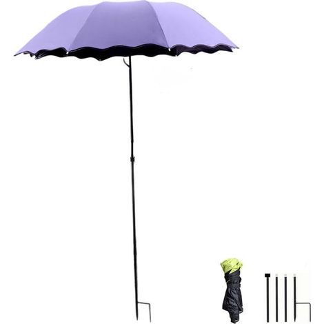 Sonnenschirm für den Außenbereich, 125 x 95 cm, mit UV-Schutz LSF 50+ – Faltbares Modell für Reisen, ideal für Terrasse, Balkon, Strand, Picknick, Garten, Park, lila (1/5)