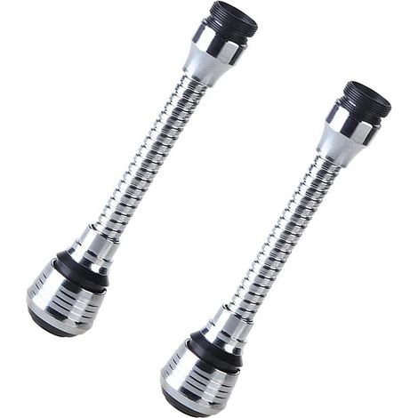 Lot de 2 rallonges flexibles pour robinet de cuisine, finition argentée.