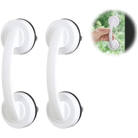 Toilet Grab Bar, Suction Cup Handle, 2PCS Non-Slip Suction Cup Grab Rails for Elderly, Suction Cup Grab Rail for Glass Door, Portable Shower Grab Rail (White) (1/5)