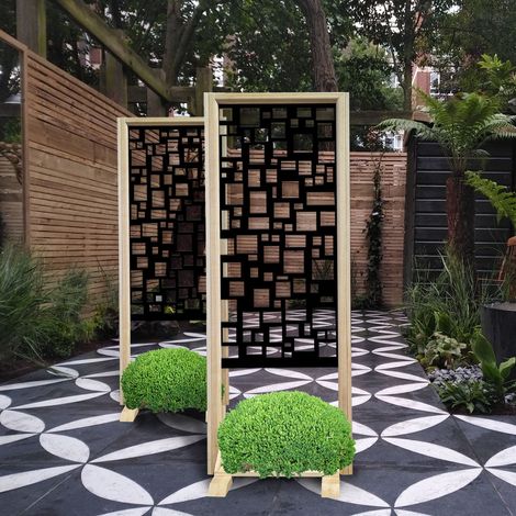 RANDOM - Paravent modulable - 70x190 cm - en bois et PVC - Couleur : noir