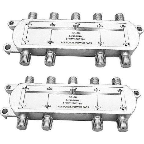 répartiteurs coaxiaux satellite 8 voies 5-2400 MHz, connecteur de type F, compatibles avec la télévision analogique/numérique et Internet. (1/5)