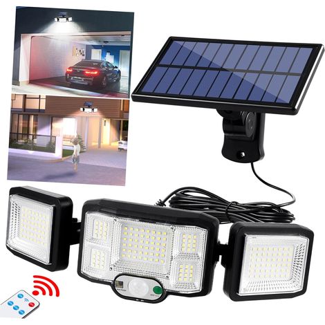 Lampe solaire à LED étanche IP65 avec télécommande – Lumière chaude 1800lm pour installation extérieure