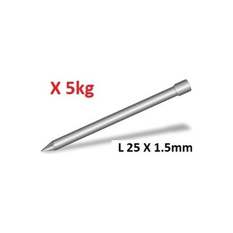 Pointe tête homme 25x1.5mm finition claire (boite de 5kg) TH pour clouage esthetique ARCELOR 102-533-8