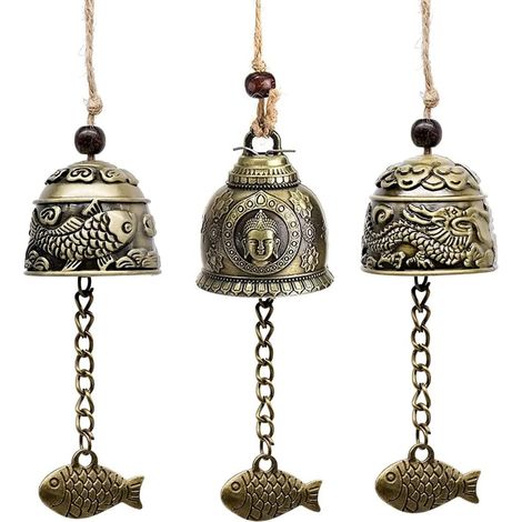 Carillon éolien en métal Arbre de Vie JeiibrZui - 45 cm - 1 pièce - Pendentif Feng Shui - Couleur laiton - Décoration pour terrasse, jardin et intérieur (1/5)