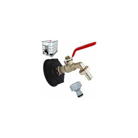 Robinet Cuve 1000L S60X6 IBC Raccord Robinet avec raccord de tuyau 1/2", adaptateur de réservoir de vidange, pour robinet de jardin, pour d'adaptateur de cuve (1 pièce)