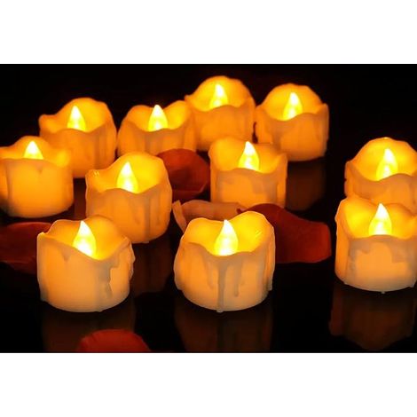 12 Bougies LED sans Flamme Bougies Chauffe-Plat Éclairage Electrique pour Décoration de Mariage Anniversaire Noël - Lumière Chaud (1/5)