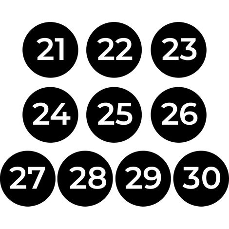 Lot de 10 Numéros de table Adhésifs Noirs pour Restaurant , PVC - Format rond Ø 3 cm - Épaisseur 1,5 mm