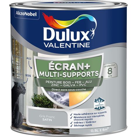 ECRAN+ MULTI-SUPPORTS EXTERIEURE - Peinture en Phase Aqueuse Éxtérieur - Satin Gris Franc 0,5 L - Dulux Valentine (1/5)