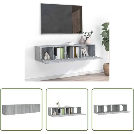 Meubles suspendus - Ensemble de meubles TV 2 pcs Sonoma gris Bois d'ingénierie (1/5)