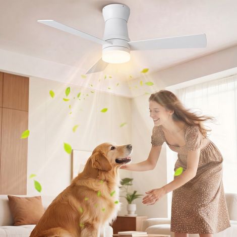 Ventilatore da soffitto a LED - 52" / 132 cm - 3 pale in compensato con lampada tricolore e telecomando - Bianco (1/5)