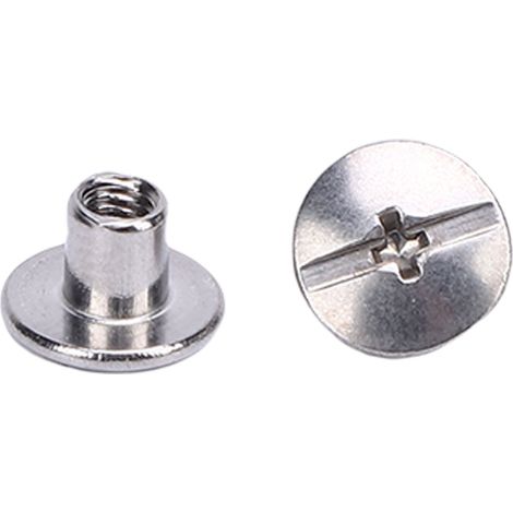 Lot de 100 rivets et vis M3 en acier inoxydable à tête plate ronde pour la maroquinerie et la confection de vêtements (4 x 4 x 8,5 mm). (1/5)