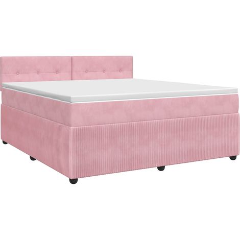 Maison Exclusive - Letto box spring con materasso Rosa 160 x 200 cm Velluto (1/5)