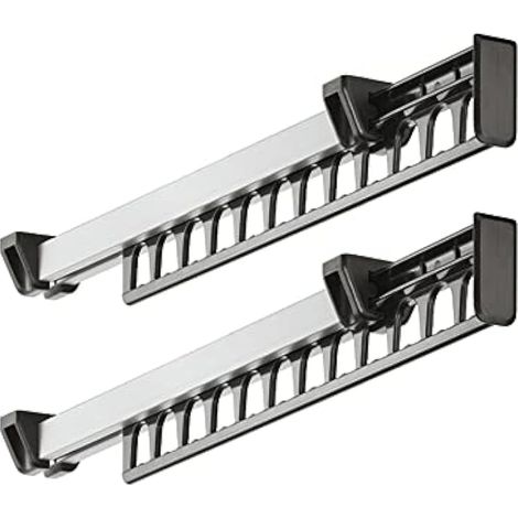 Porte-vêtements Armoire Garde-Robe Extractible Coulissant pour Cintre Support Portemanteau for pour 12 Cintres Longueur 312 mm Lot de 2 (1/4)