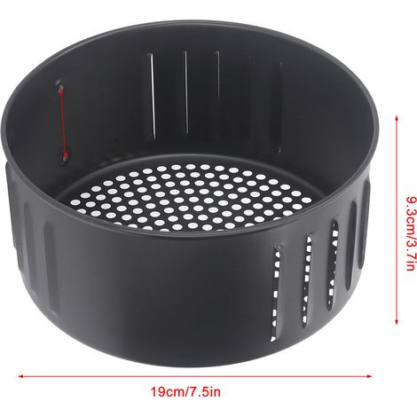 Ortviai Panier pour friteuse air 2,6 L en acier inoxydable antiadhésif universel noir (1/4)