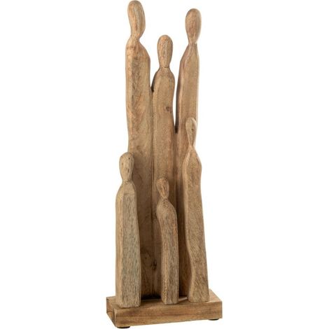 Statuette Déco en Bois "'Groupe de Personnages" 60cm Naturel