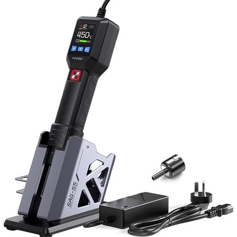 Mini-Heißluftpistole mit großem LCD-Digitaldisplay (550 W), einstellbar von 100 °C bis 450 °C, PID-Temperaturregelung, schnelles Aufheizen (1/5)