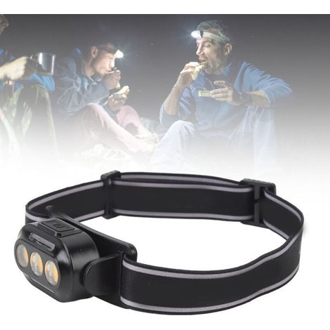 Linterna frontal LED COB de alto brillo, linterna frontal portátil multifuncional recargable con indicadores para acampar, pescar, (1/4)