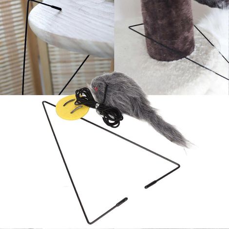 Jouet pour chat à fixer à la porte, piège à souris interactif, réglable et rétractable avec crochet triangulaire. (1/5)