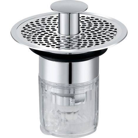 Waschbeckenstöpsel, 34 40 mm, universeller Pop up Abflussstöpsel für Küche und Bad, Abflussstöpsel mit Antiverstopfungs und Geruchsfilter, silber (1/5)
