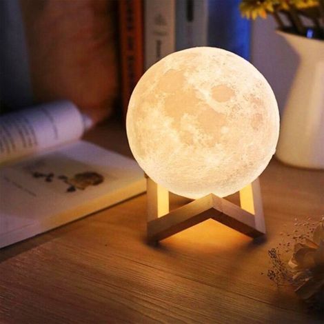 Lampe Lunaire - LED Réglable Couleur - Sans Fil Rechargeable USB - 15 cm Diamètre - Pour Chambre Enfant ou Salon - 1 Pièce (1/5)