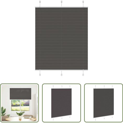 Store zébré - Store plissé noir 110x150 cm largeur du tissu 109,4cm polyester (1/5)