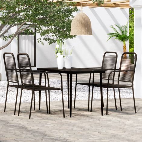 Juego de comedor de jardín 5 piezas negro vidaXL (1/5)