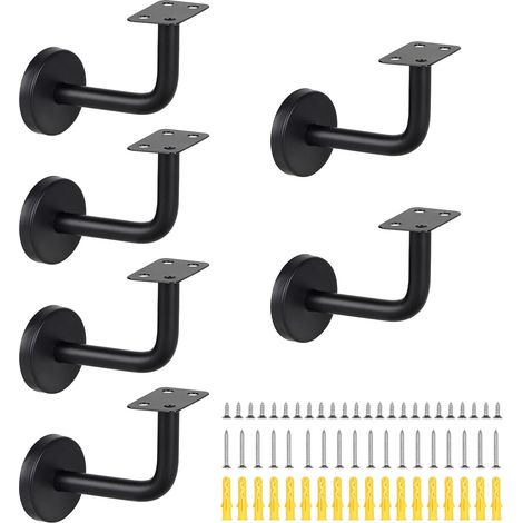 Support main courante Acier inoxydable supports de rampe main Supports de main courante d'escalier Support mural de rampe en bois pour rampes d'escalier intérieures et extérieures (Plat-6Pcs) (1/5)