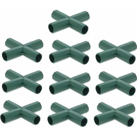 Lot de 10 Connecteurs De Cadre De Serre pour cadre de jardin, cages à fruits, clôtures, cadre de serre, connecteurs (16mm,Plat / 4 trous) (1/4)