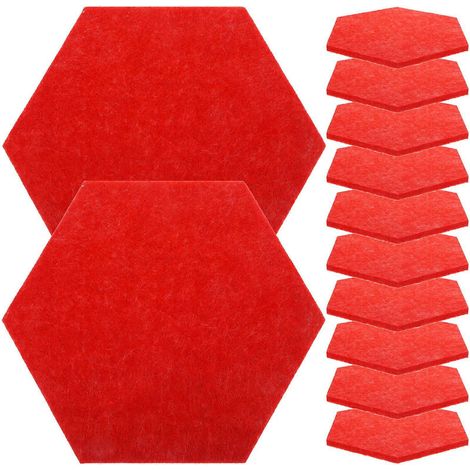 Lot de 12 tableaux d'affichage en feutrine, tapis muraux en feutrine, tableaux de messages créatifs en feutrine insonorisante-20.00X17.50X0.80CM-Red (1/4)