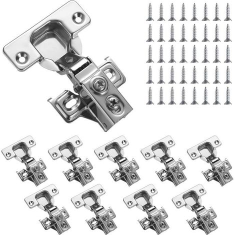 Set di 10 cerniere per mobili in acciaio inox con chiusura ammortizzata - viti incluse (1/5)