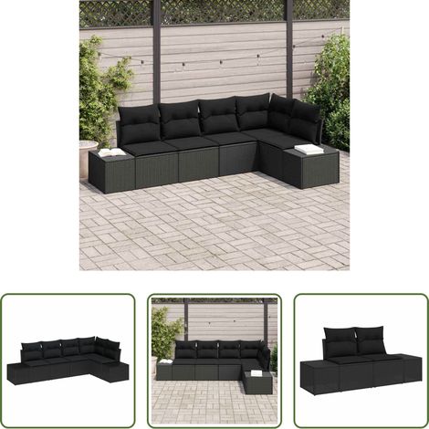 Gartenmöbel - Gartensofa-set mit Speicher 5 pcs Schwarz Poly-Rattan (1/5)