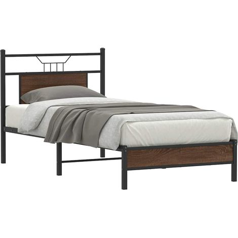 Bettgestell ohne Matratze Braun Eiche 75x190 cm Holzwerkstoff (1/5)