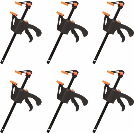 Ausverkauf, 6 Stück F-förmige Klemmen, schnelles und einfaches Klemmen, Handwerkzeuge für die Zimmerei, Holztür (4 Zoll) (1/5)