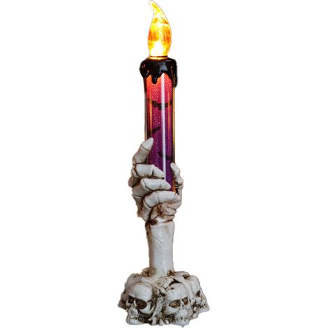 Ortviai Support à Bougie Fantôme d'Halloween en Plastique Rigide – Lampe Sans Flamme Violette avec Piles Intégrées