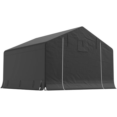 Abri de jardin tente de stockage imperméable abri moto porte enroulable fermeture éclair, 300 x 300 x 210 cm, gris foncé (1/5)