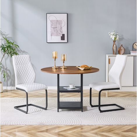 Ensemble table chaises ronde 107 cm pour 2 personnes, MDF et métal, 3 pièces HAVRYA (1/5)