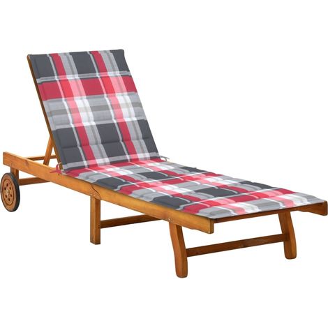 Chaise longue de jardin avec coussin Bois d'acacia solide