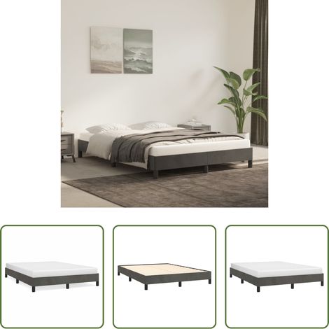 Samtbett - Bettgestell ohne Matratze Dunkelgrau 140x200 cm Samt (1/5)
