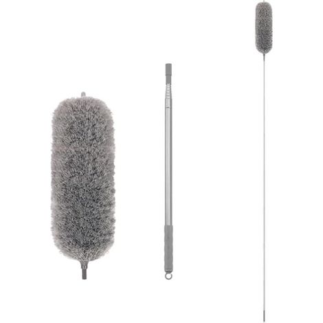 Plumeau de nettoyage de plafond avec poignée extensible jusqu'à 280 cm et tête de dépoussiérage en microfibre électrostatique lavable (1,4 m) (1/5)