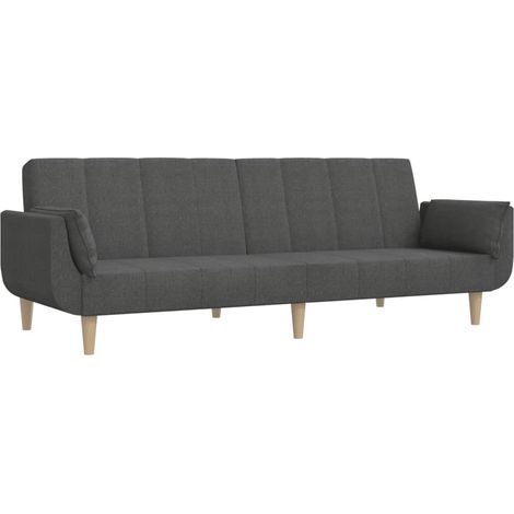 Canapé-lit，Canapé convertible à 2 places avec deux oreillers Gris foncé Tissu CFW21807 (1/5)