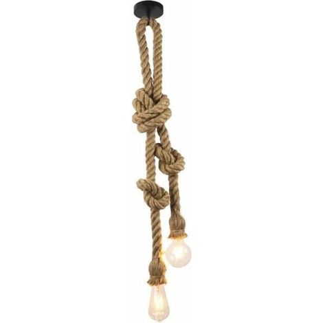 Suspension - Corde Chanvre - Double Douille E27 - 4 M - Pour Restaurant Bar Café Maison - DIY Rétro Industriel - 1 Pièce