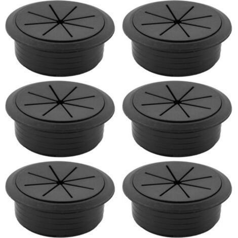 Lot de 6 - Cache-trous pour câbles - Œillets de bureau - Rondelles en plastique - Convient pour les bureaux, les ordinateurs et les postes de travail (1/5)