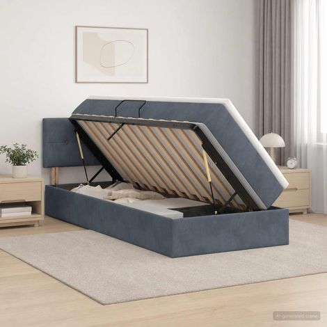 Lit de Rangement Gris foncé 90 x 200 cm Velours (1/5)
