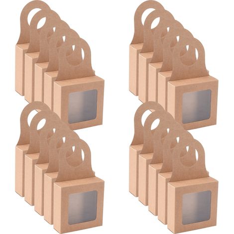 25 Pcs Boîtes Cadeaux Bouteille Vin Papier Kraft Suspendues Mariage Fête Chocolat-KZQ (1/5)
