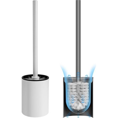 WC-Bürste und Halterung Wandmontiertes WC-Bürsten-Set aus Aluminium mit Halterung Einfache Montage ohne Bohren Wand und Bodenmontage Geeignet für 35 (1/5)